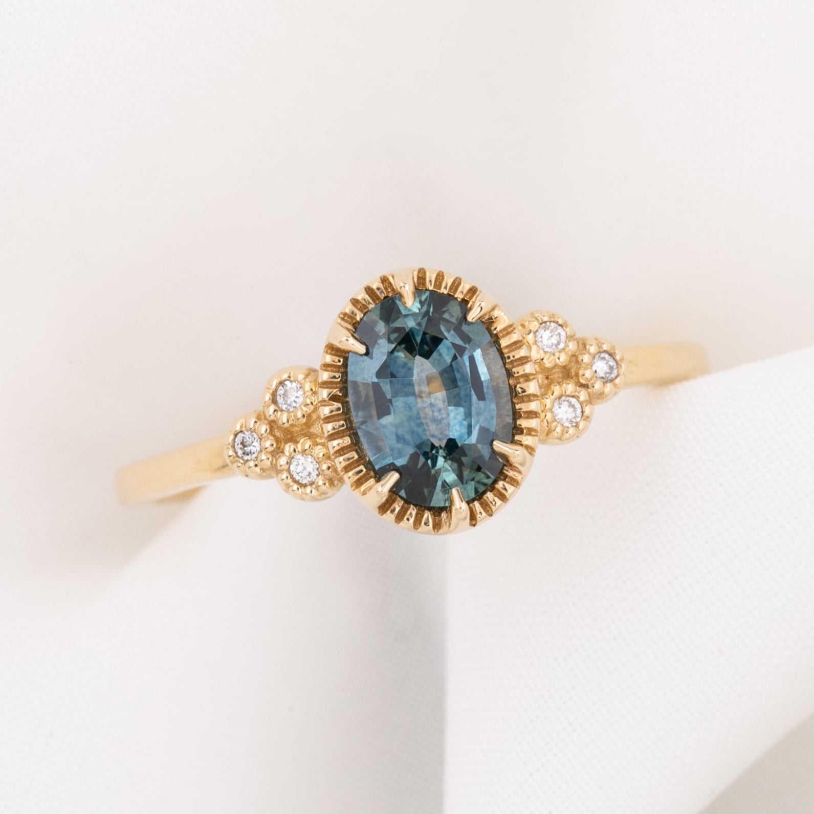 【即日配送】セリーヌリング ・0.88ct・加熱モンタナ産ブルーサファイア・K14YG