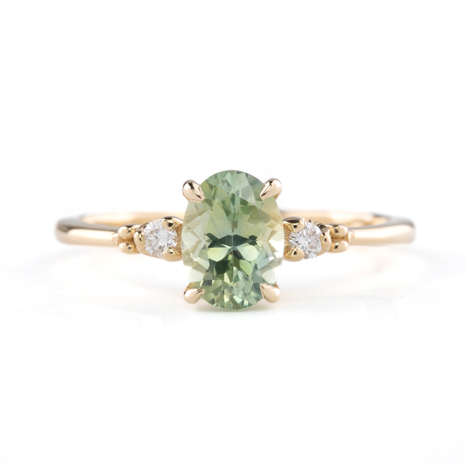 Estel Ring 1.48ct Parti Green Yellow Montana Sapphire, 14k Yellow Gold (One of a kind)