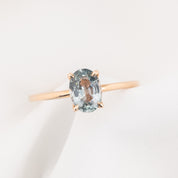 Sara Ring 1.31ct Light Blue Green Unheated Sapphire, 14K Rose Gold (One of a kind)