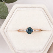 Sabrina Ring, 0.76ct Teal Blue Montana Sapphire, 14k Rose Gold