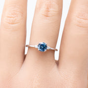 Sofia Ring 0.77ct Blue Montana Round Sapphire, 14k White Gold (One of a kind)