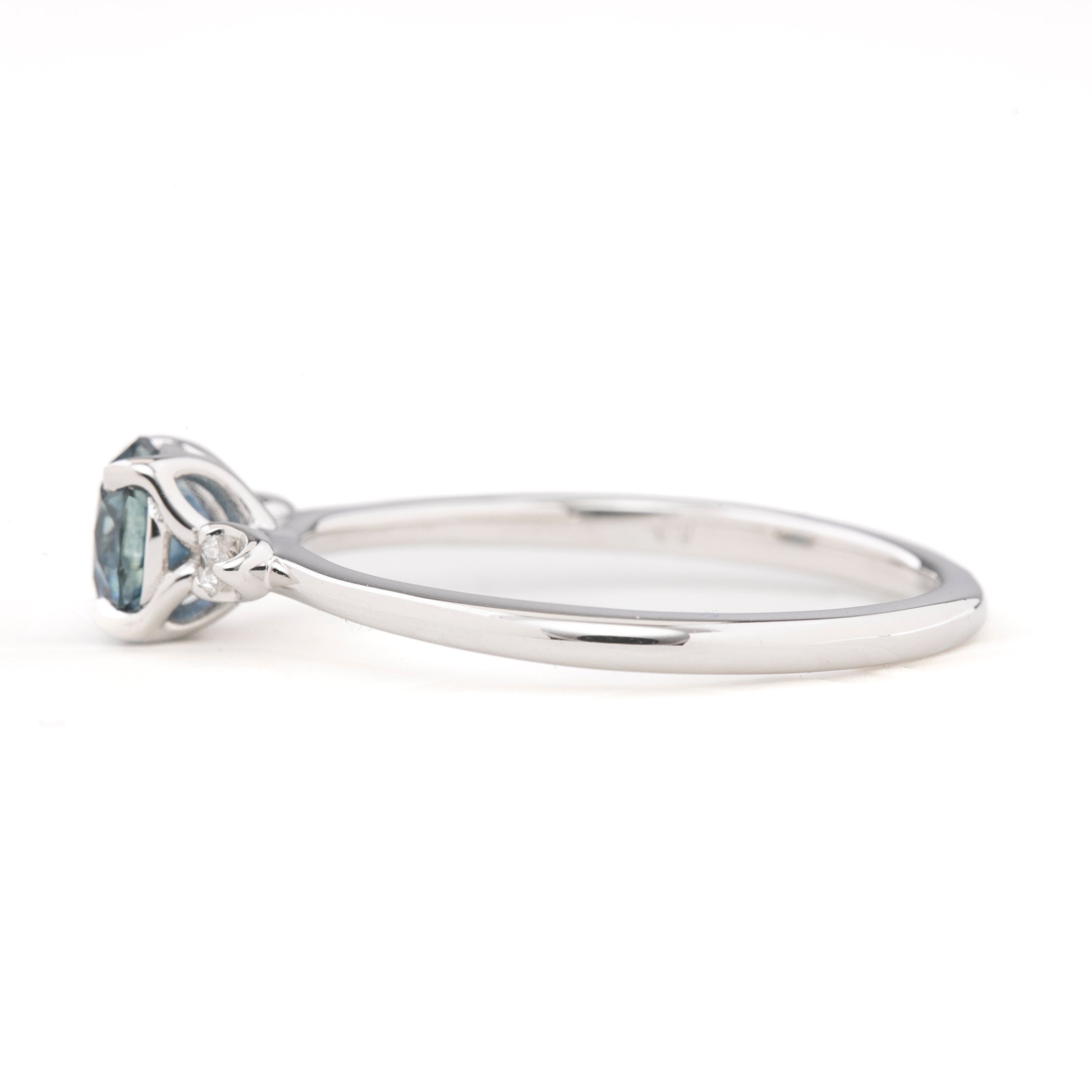 Sofia Ring 0.77ct Blue Montana Round Sapphire, 14k White Gold (One of a kind)