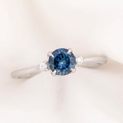 Sofia Ring 0.77ct Blue Montana Round Sapphire, 14k White Gold (One of a kind)