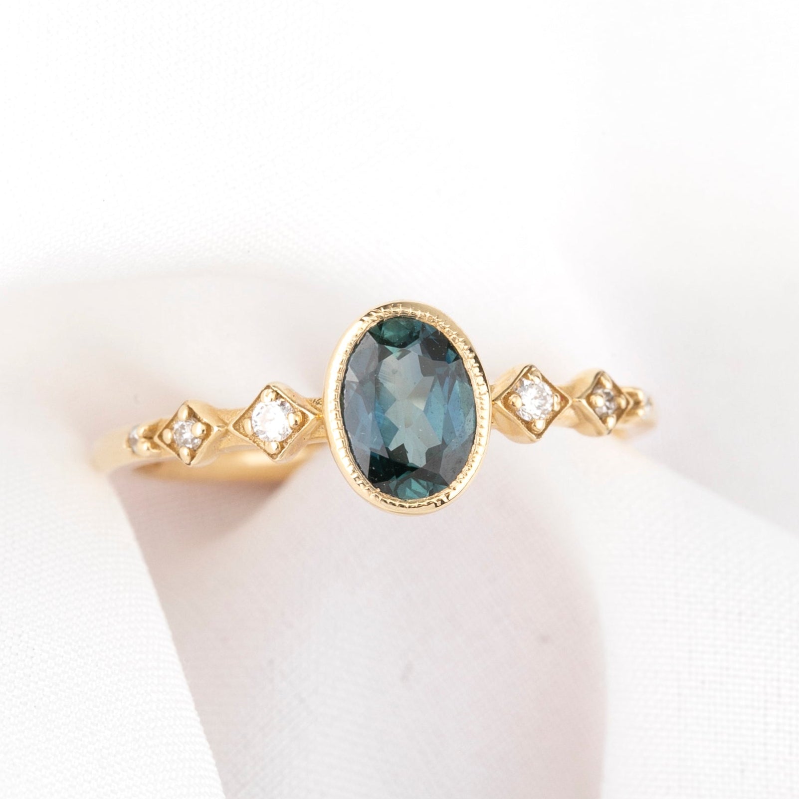 Celeste Ring, 0.89ct Teal Blue Queensland Sapphire