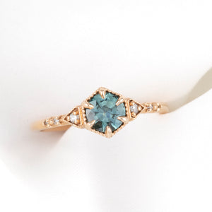 Agatha Ring, 0.70ct Blue Green Montana Sapphire