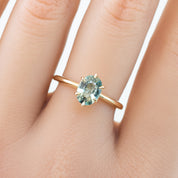 Floryn Ring 1.11ct Green Unheated Oval Sapphire, 14K Yellow Gold (One of a kind)