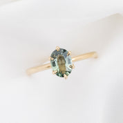 Floryn Ring 1.11ct Green Unheated Oval Sapphire, 14K Yellow Gold (One of a kind)