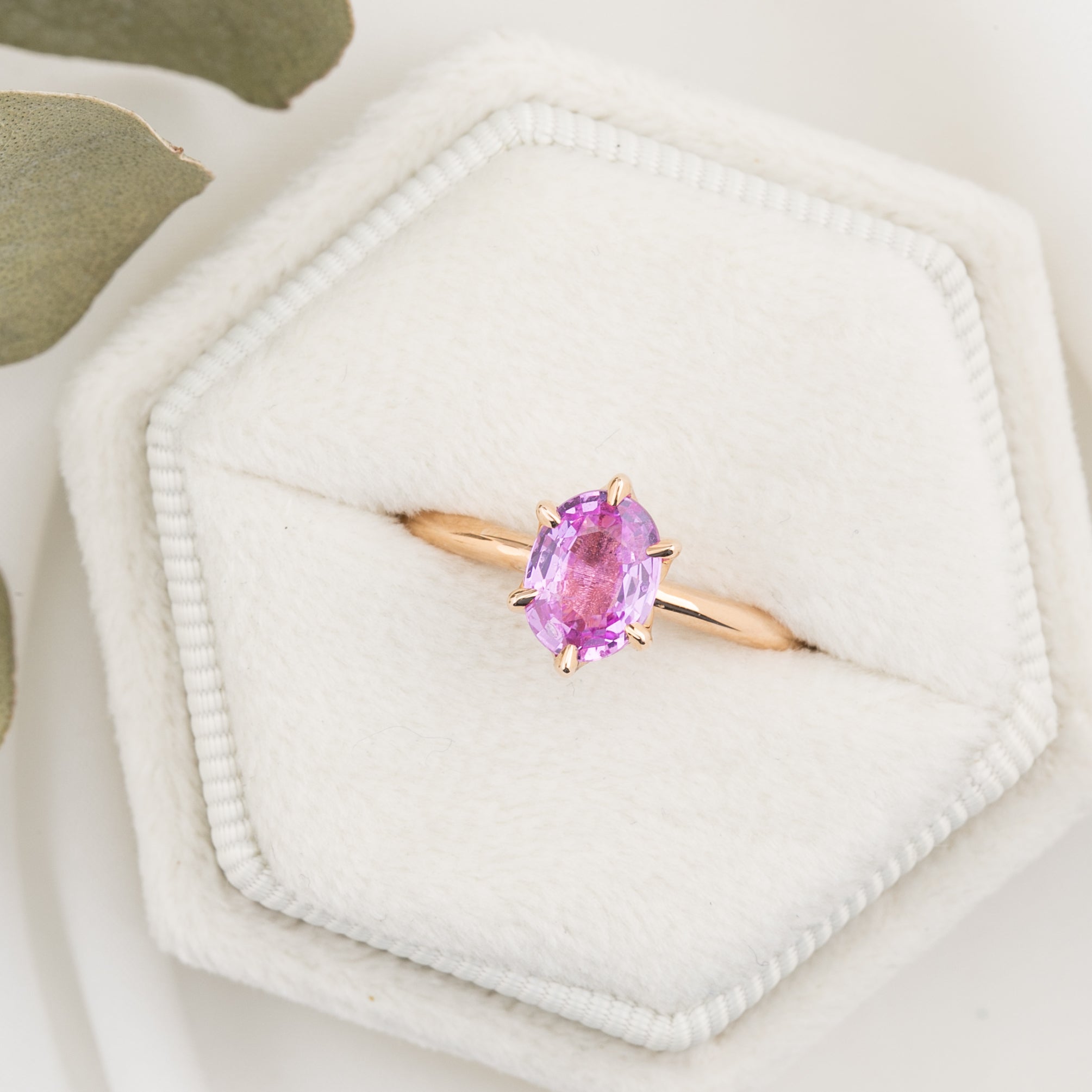 Floryn Ring 1.23ct Oval Pink Sapphire, 14K Rose Gold (One of a kind)