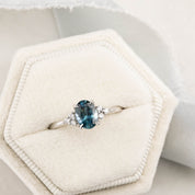 Teresa Ring 1.27ct Teal Blue Montana Sapphire, 14k White Gold (One of a kind)