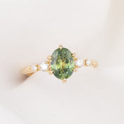 Estel Fleur Ring, 1.70ct Green Montana Sapphire