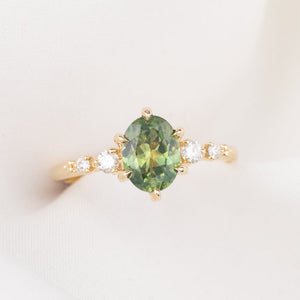 Estel Fleur Ring, 1.70ct Green Montana Sapphire