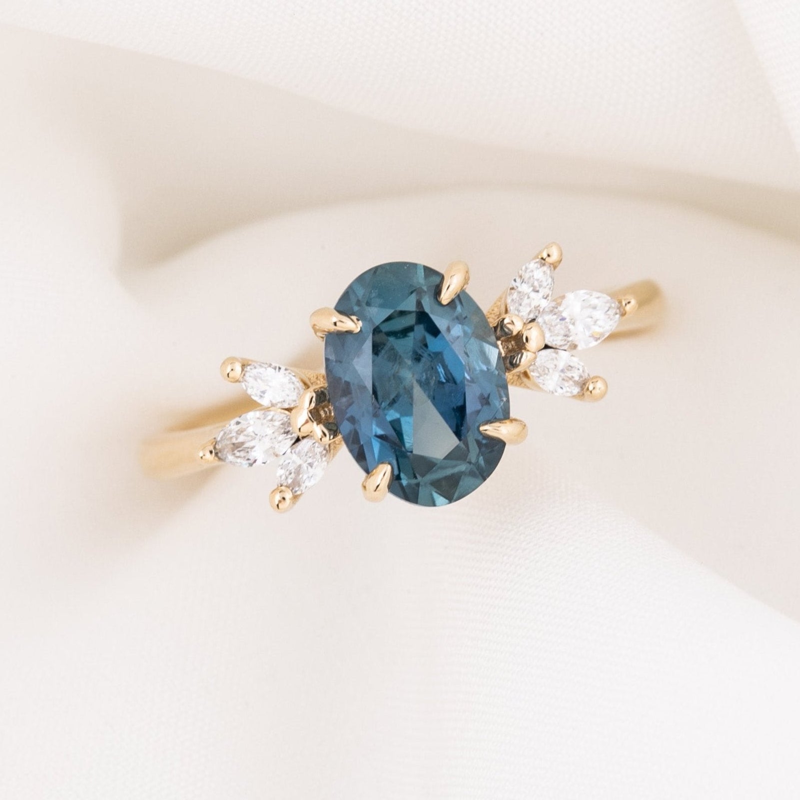 Nova Ring, 2ct Montana Sapphire, oval shape gemstone