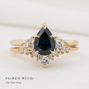 Teresa Ring 1.37ct Deep Teal Blue Queensland Sapphire, 14k Yellow Gold (One of a kind)