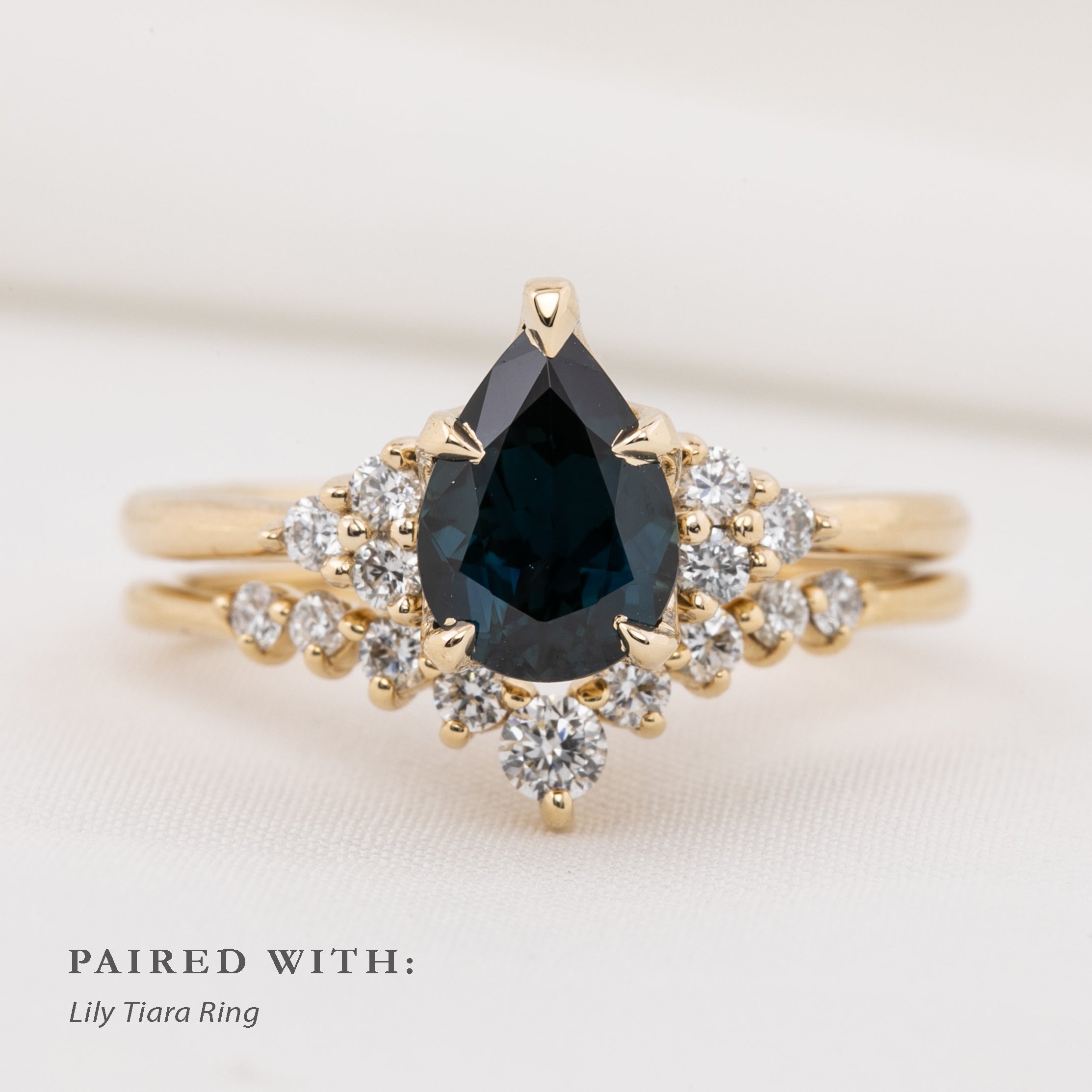 Teresa Ring 1.37ct Deep Teal Blue Queensland Sapphire, 14k Yellow Gold (One of a kind)