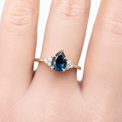 Teresa Ring 1.37ct Deep Teal Blue Queensland Sapphire, 14k Yellow Gold (One of a kind)