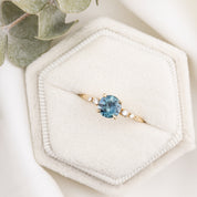 Estel Fleur Four Prongs Ring, 1.15ct Parti Blue Green Montana Sapphire, 14K Yellow Gold (One of a kind)