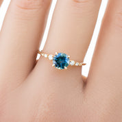 Estel Fleur Four Prongs Ring, 1.15ct Parti Blue Green Montana Sapphire, 14K Yellow Gold (One of a kind)