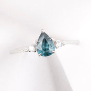 Estel Ring 0.86ct Blue Pear Montana Sapphire, 14K White Gold (One of a kind)