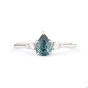 Estel Ring 0.86ct Blue Pear Montana Sapphire, 14K White Gold (One of a kind)