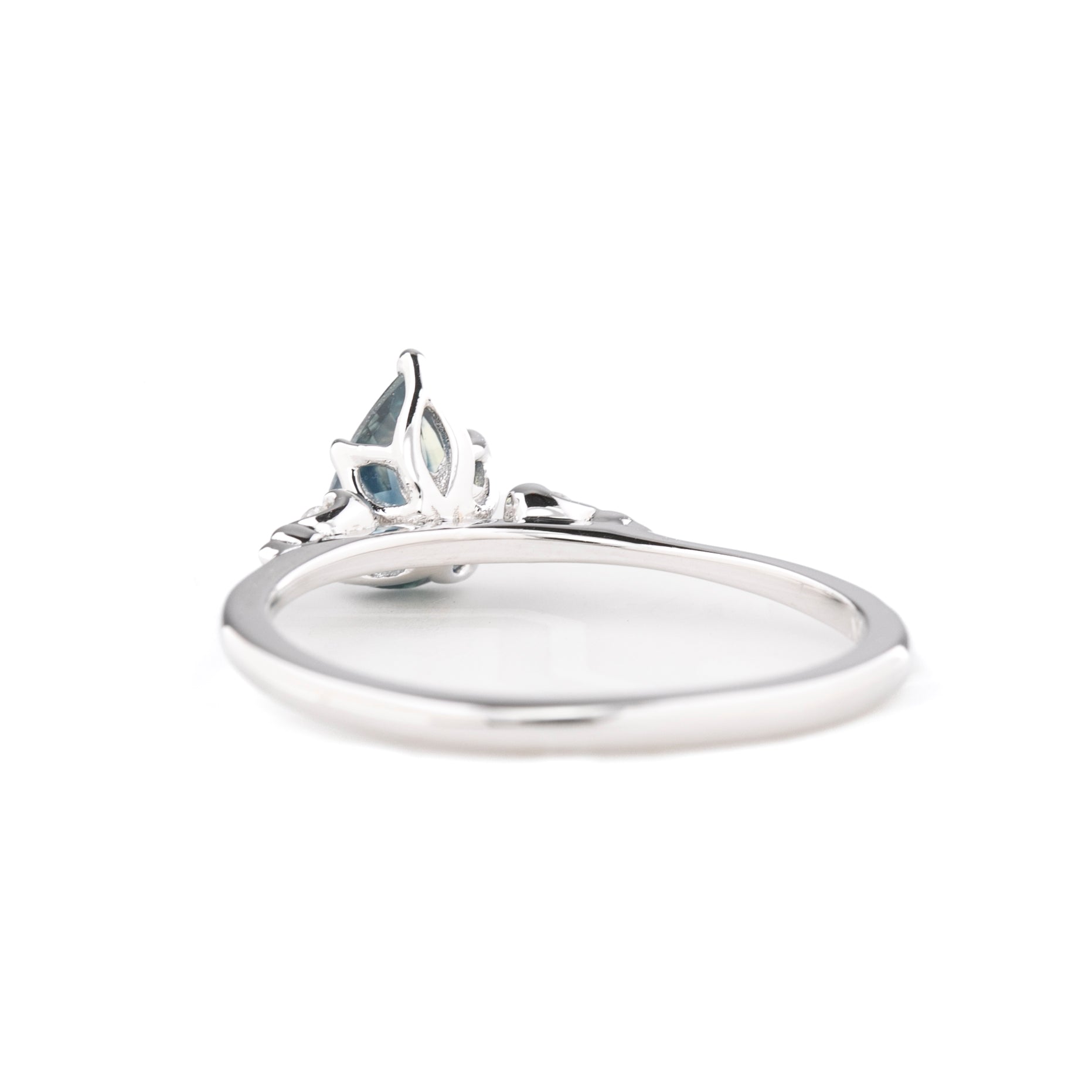 Estel Ring 0.86ct Blue Pear Montana Sapphire, 14K White Gold (One of a kind)