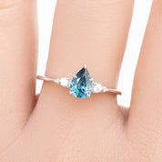 Estel Ring 0.86ct Blue Pear Montana Sapphire, 14K White Gold (One of a kind)