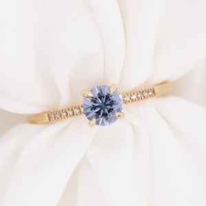 Audrey Ring, 0.70ct Light Blue Round Montana Sapphire