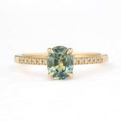 Audrey Ring, 1.20ct Light Blue Green Montana Sapphire