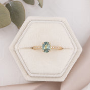 Audrey Ring, 1.20ct Light Blue Green Montana Sapphire