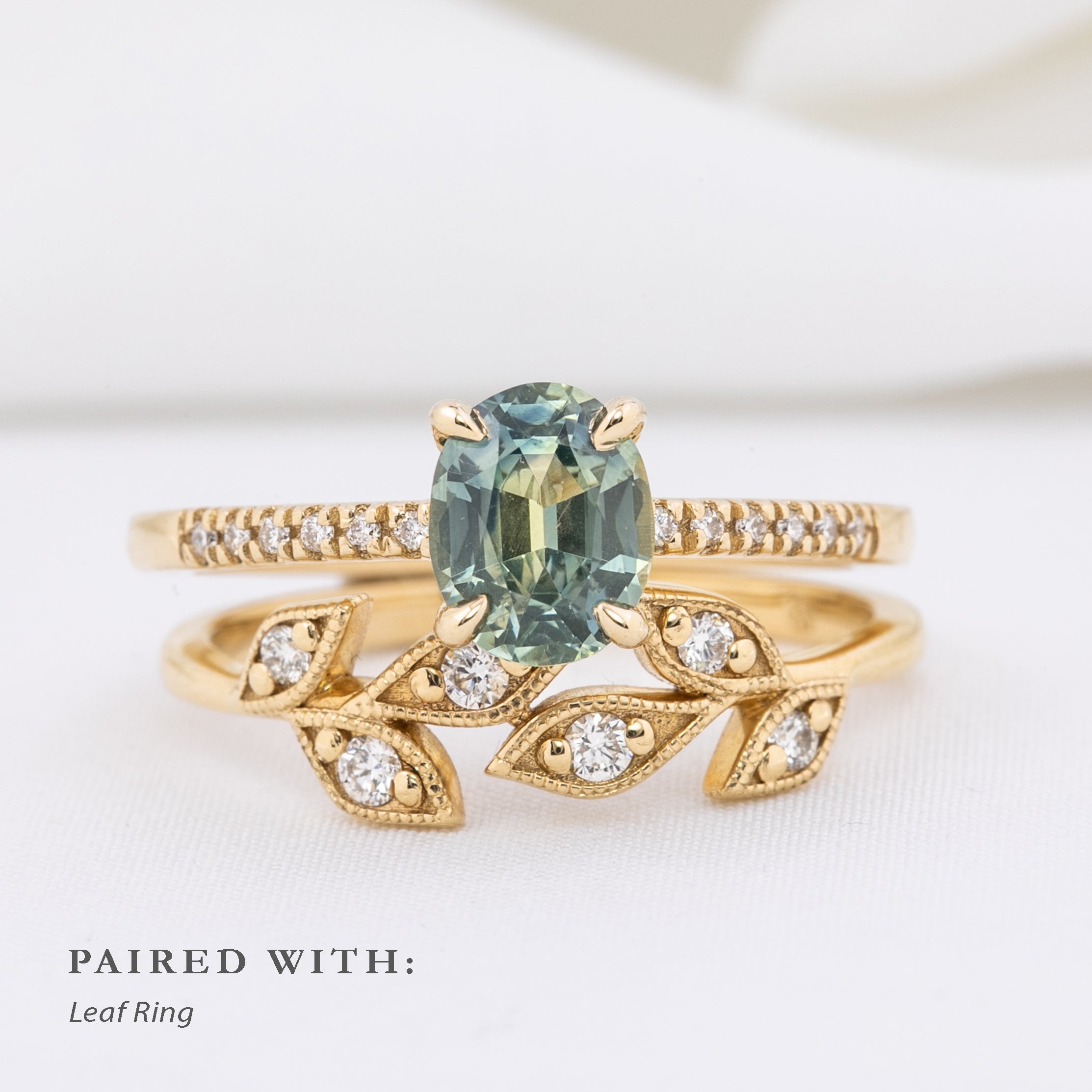 Audrey Ring, 1.20ct Light Blue Green Montana Sapphire