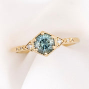 Agatha Ring 0.75ct Light Blue Green Montana Sapphire, 14k Yellow Gold (One of a kind)