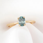 【一点物】サラリング ・0.90ct・加熱モンタナ産ブルーグリーンサファイア・K14YG