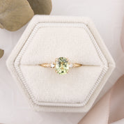 Estel Ring 1.60ct / 1.83ct Light Green Sapphire, 14k Yellow Gold (One of a kind)