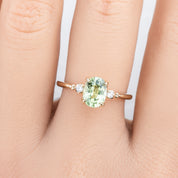 Estel Ring 1.60ct / 1.83ct Light Green Sapphire, 14k Yellow Gold (One of a kind)