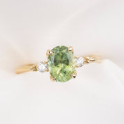 Estel Ring 1.60ct / 1.83ct Light Green Sapphire, 14k Yellow Gold (One of a kind)