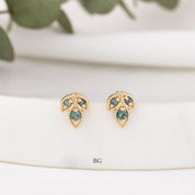 Leaf Montana Sapphire Stud Earrings