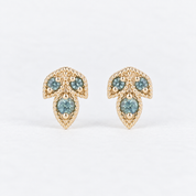 14K Gold Montana Sapphire Leaf Stud Earrings