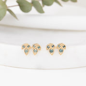 Leaf Montana Sapphire Stud Earrings