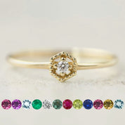 Birthstone Hexagon Diamond Ring