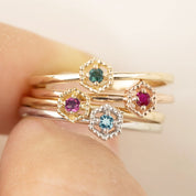 Birthstone Hexagon Diamond Ring