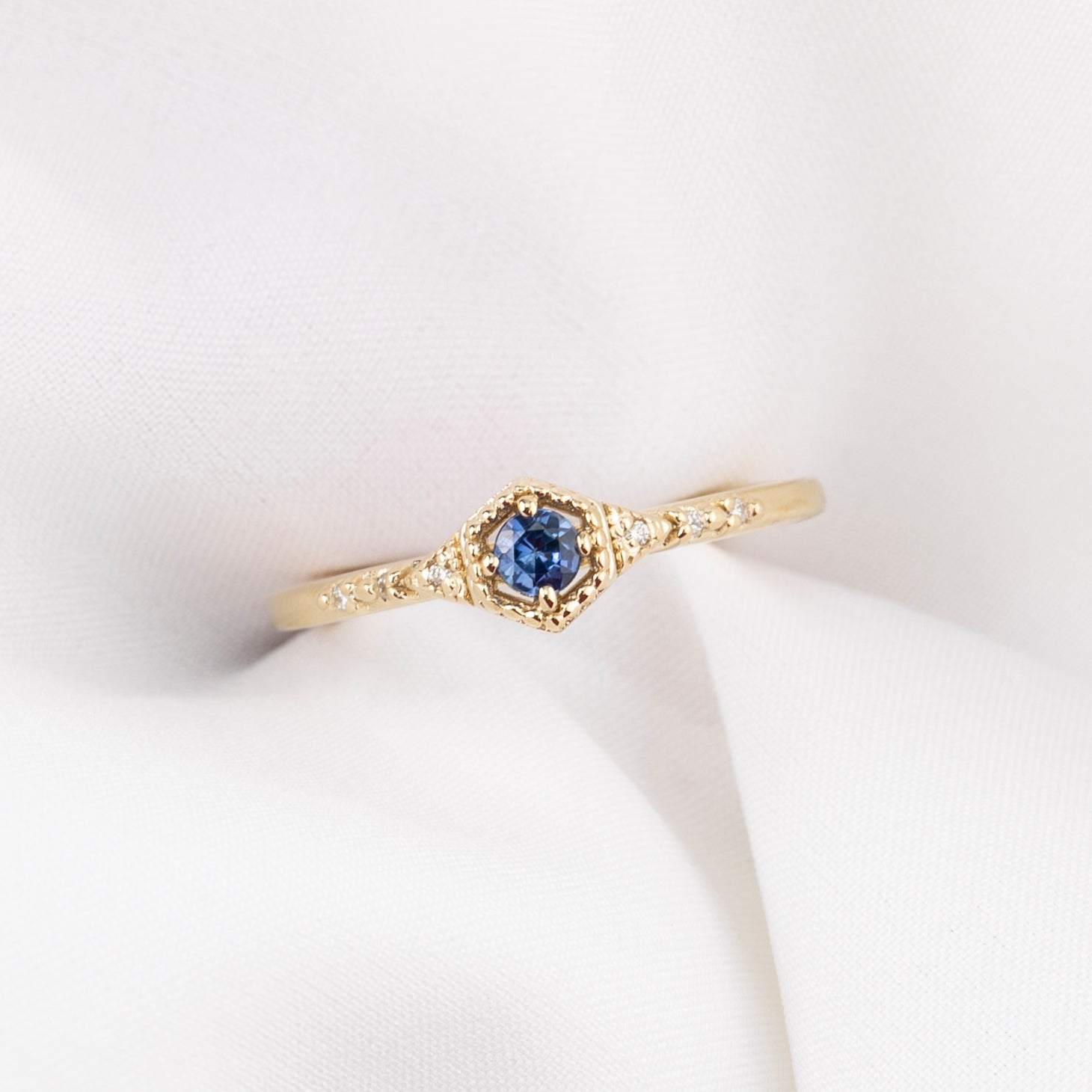 Birthstone Agatha Hexagon Ring