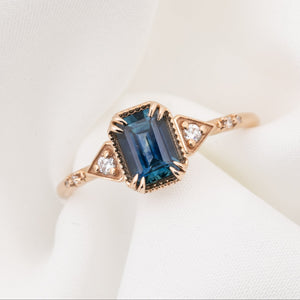 Agatha Ring, 1.11ct Emerald Montana Sapphire