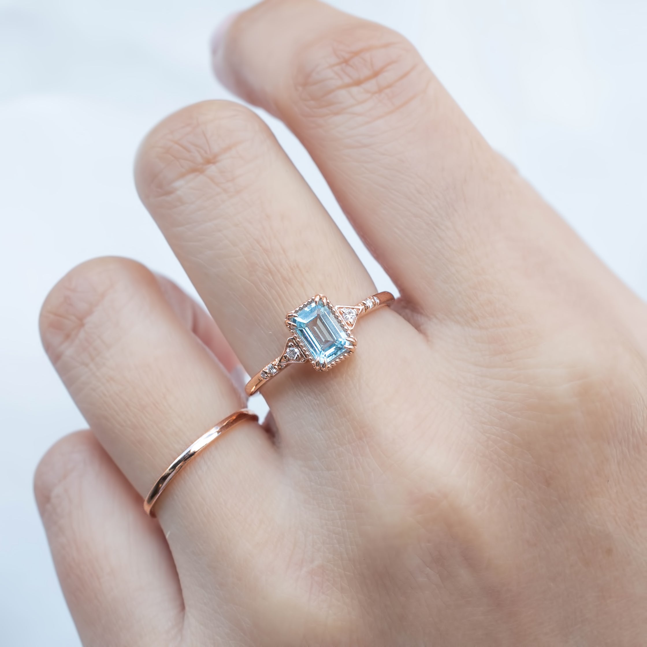 Agatha Ring 0.60ct Emerald Cut Aquamarine