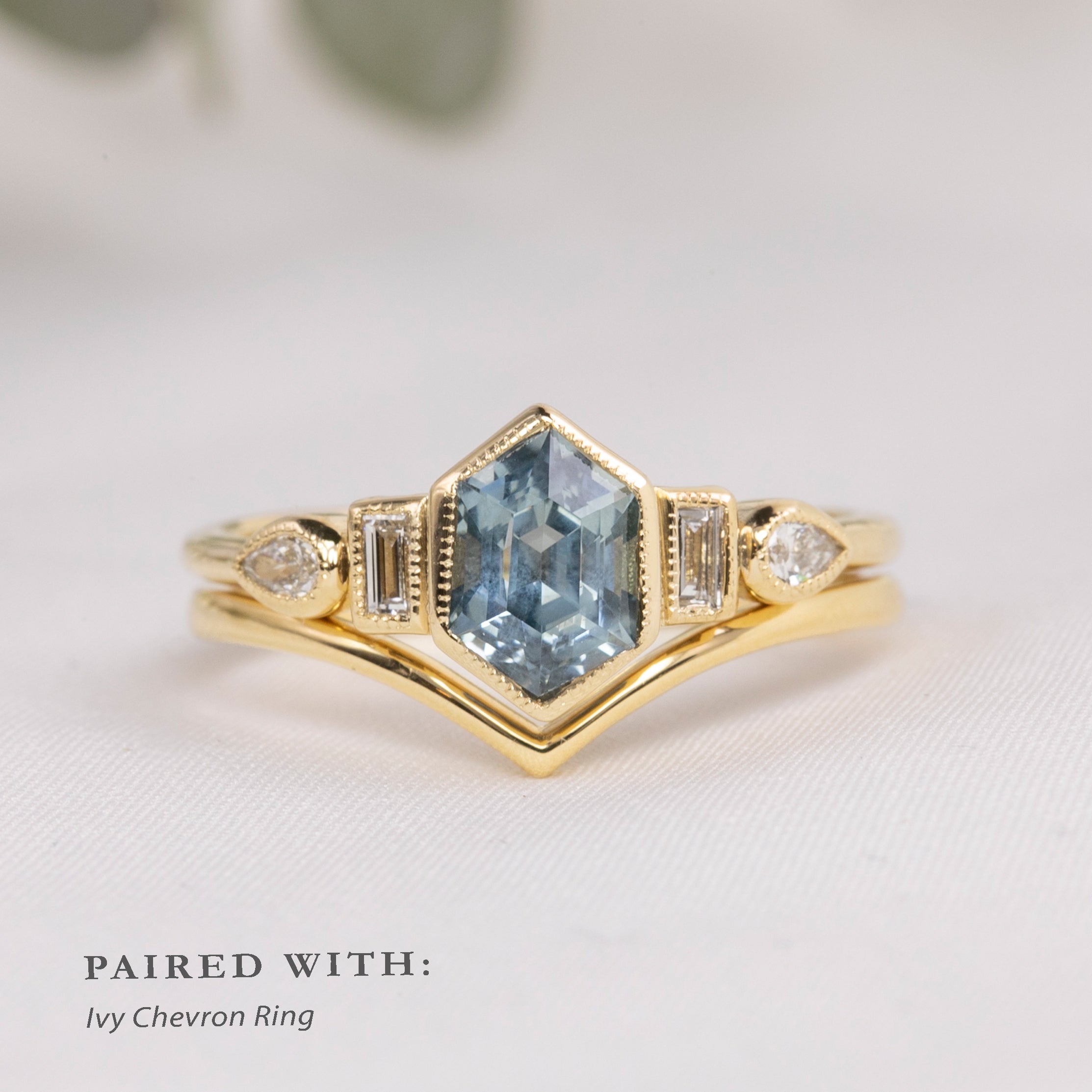 Edith Ring 1.42ct Light Blue Montana Sapphire, 14k Yellow Gold (One of a kind)