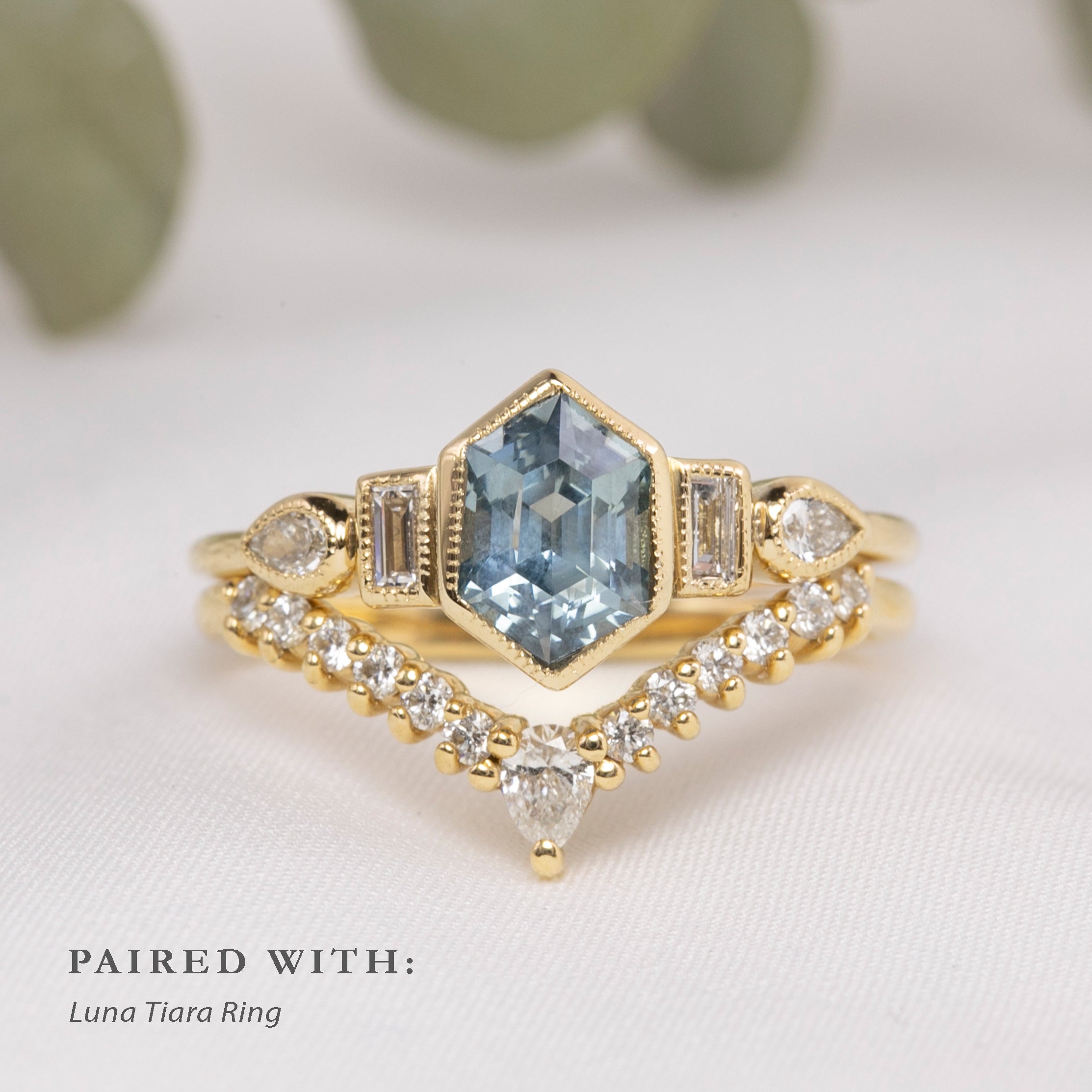 Edith Ring 1.42ct Light Blue Montana Sapphire, 14k Yellow Gold (One of a kind)