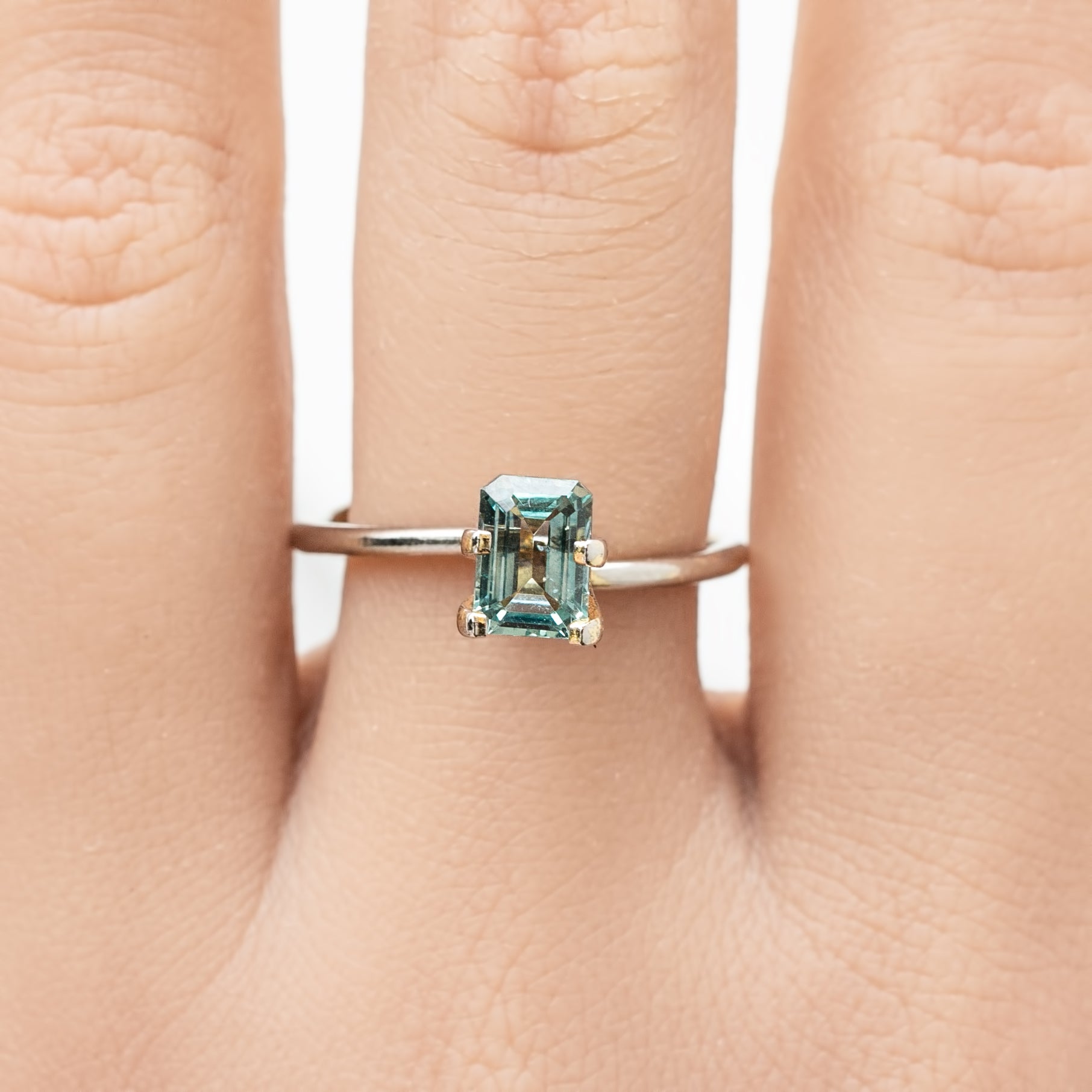1.15ct Emerald Cut Light Green Montana Sapphire SF338