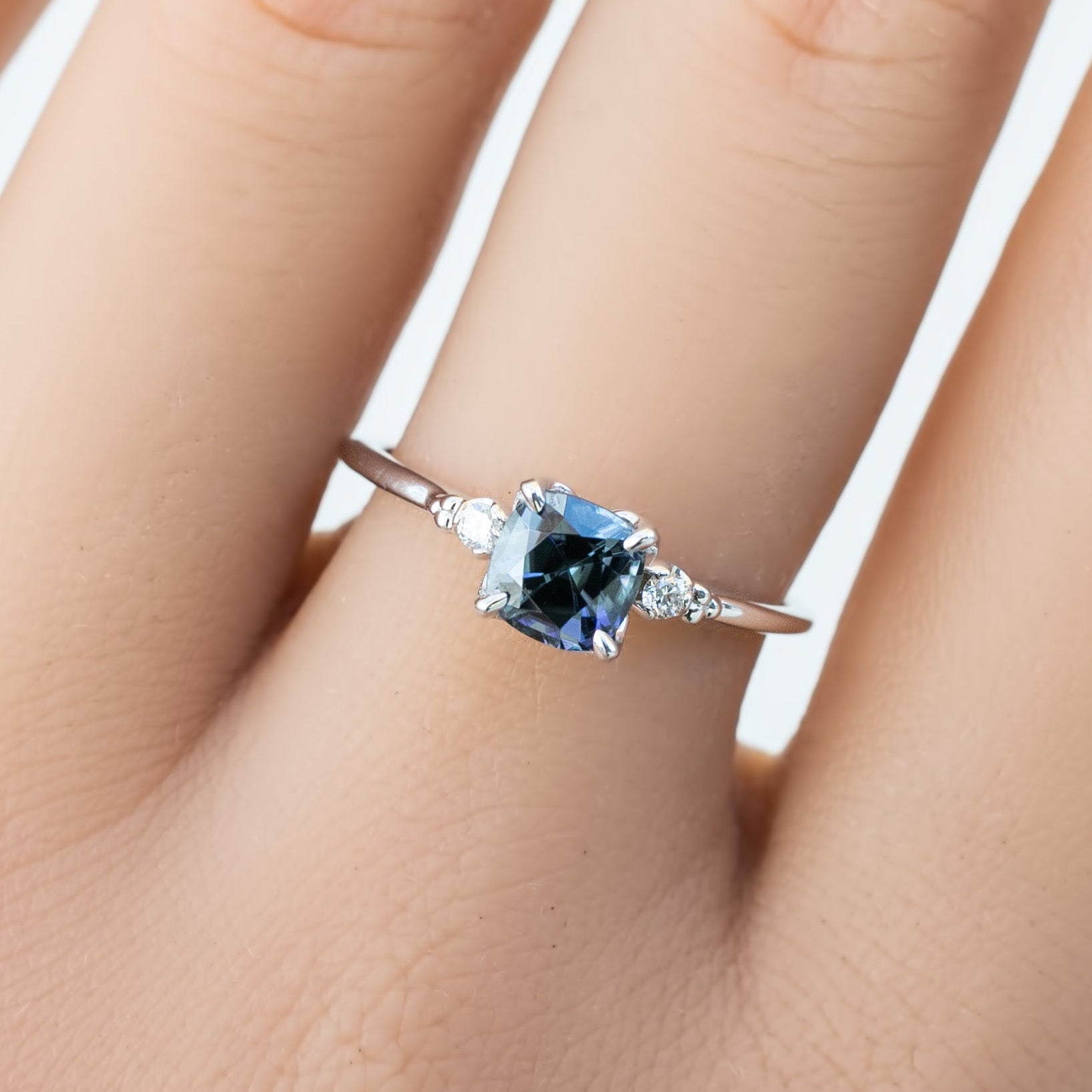 Estel Ring, Cushion Cut 1.29ct Blue Spinel