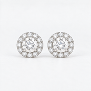 14K Gold GIA-Certified Halo Diamond Stud Earrings