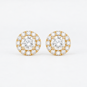 14K Gold GIA-Certified Halo Diamond Stud Earrings