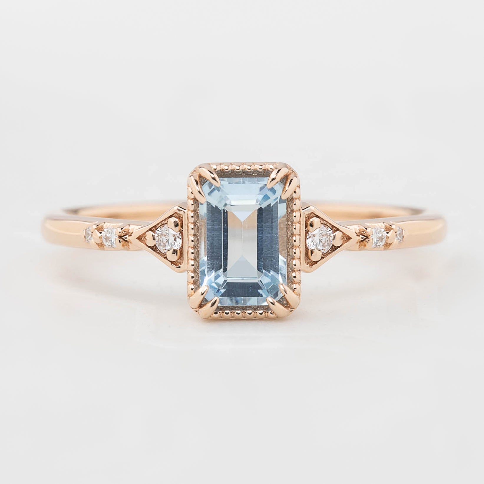 Agatha Ring 0.60ct Emerald Cut Aquamarine