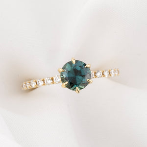 Maria Luxe Ring, 1.10ct Teal Blue Queensland Sapphire
